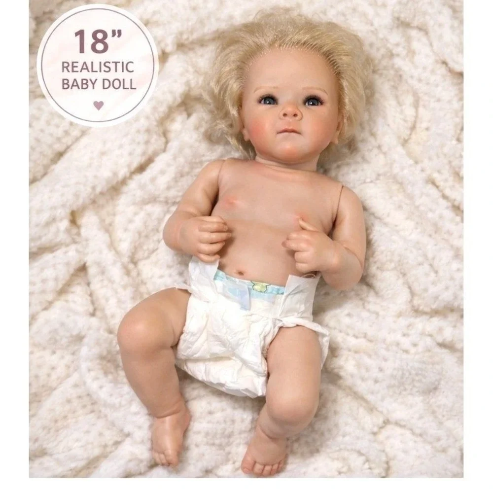 Realistic Baby Girl Doll Blonde‎ Blue Eyes Infant Vinyl Anatomically Correct 18